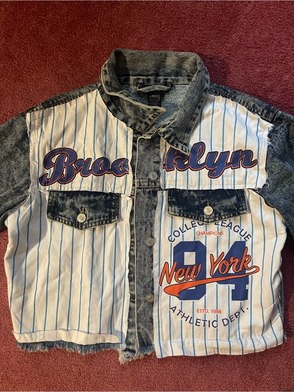 Brooklyn New York Stripe Denim-Trim Jacket